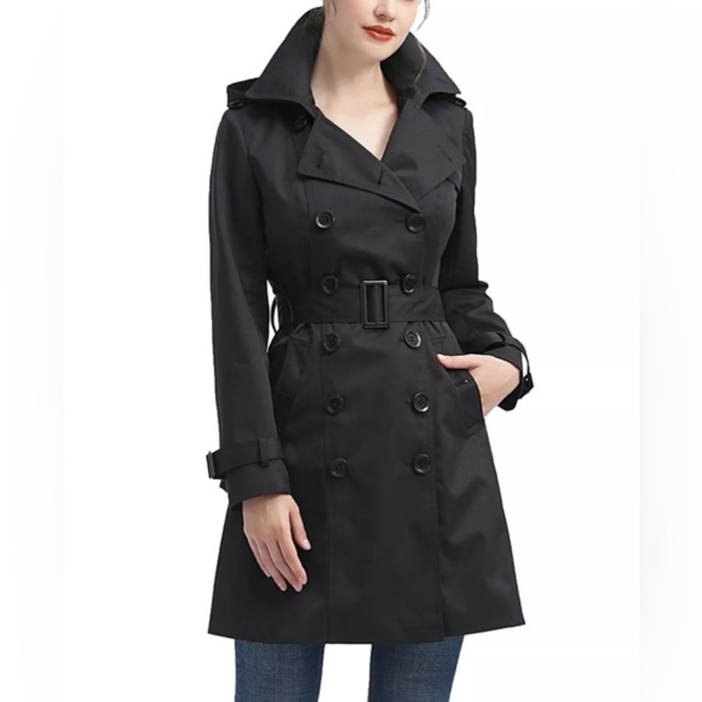 Kimi and Kai Black Double-Breasted Trench Coat